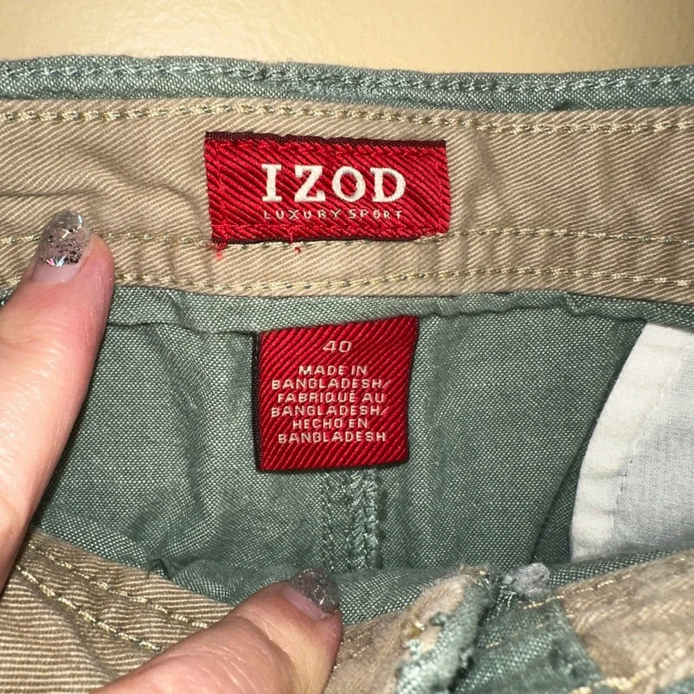 IZOD‎ Mens Luxury Sport Shorts Green Size 40 Casual Chino Style